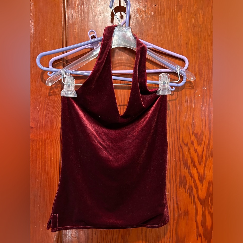 Vintage red velvet y2k halter top Vol 1